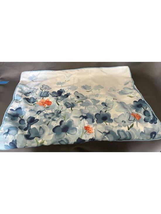 Other - Floral Watercolor Satin Pillowcase Blue & Orange Pattern